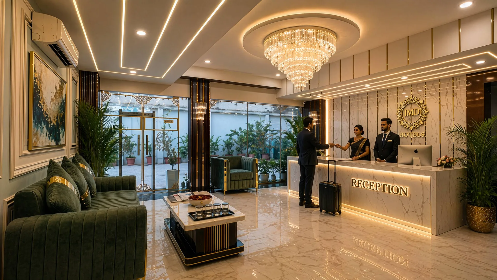 Hotel JMK reception, Pravakars Hospitality