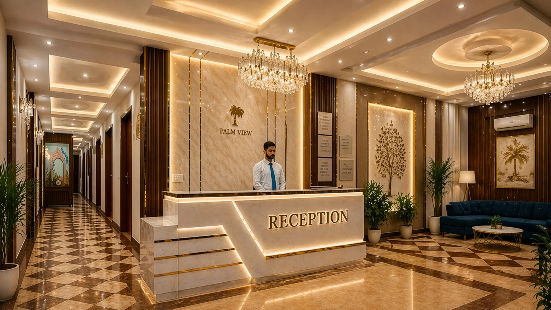 Hotel Palm View — Reception Corridor