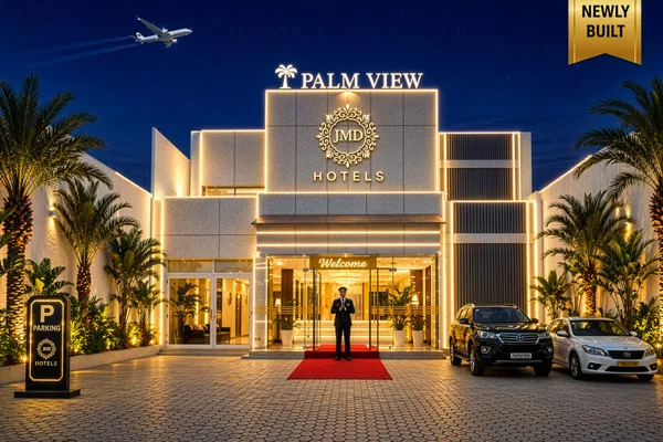 Hotel Palm View — Facade at Night